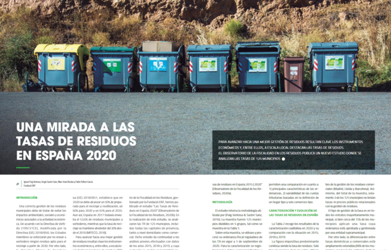 Artículo en la revista Equipamiento y Servicios Municipales sobre nuestro estudio de tasas de residuos 2020